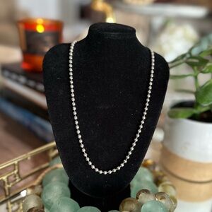 1990s Italian Sterling Silver Beaded Necklace 17”